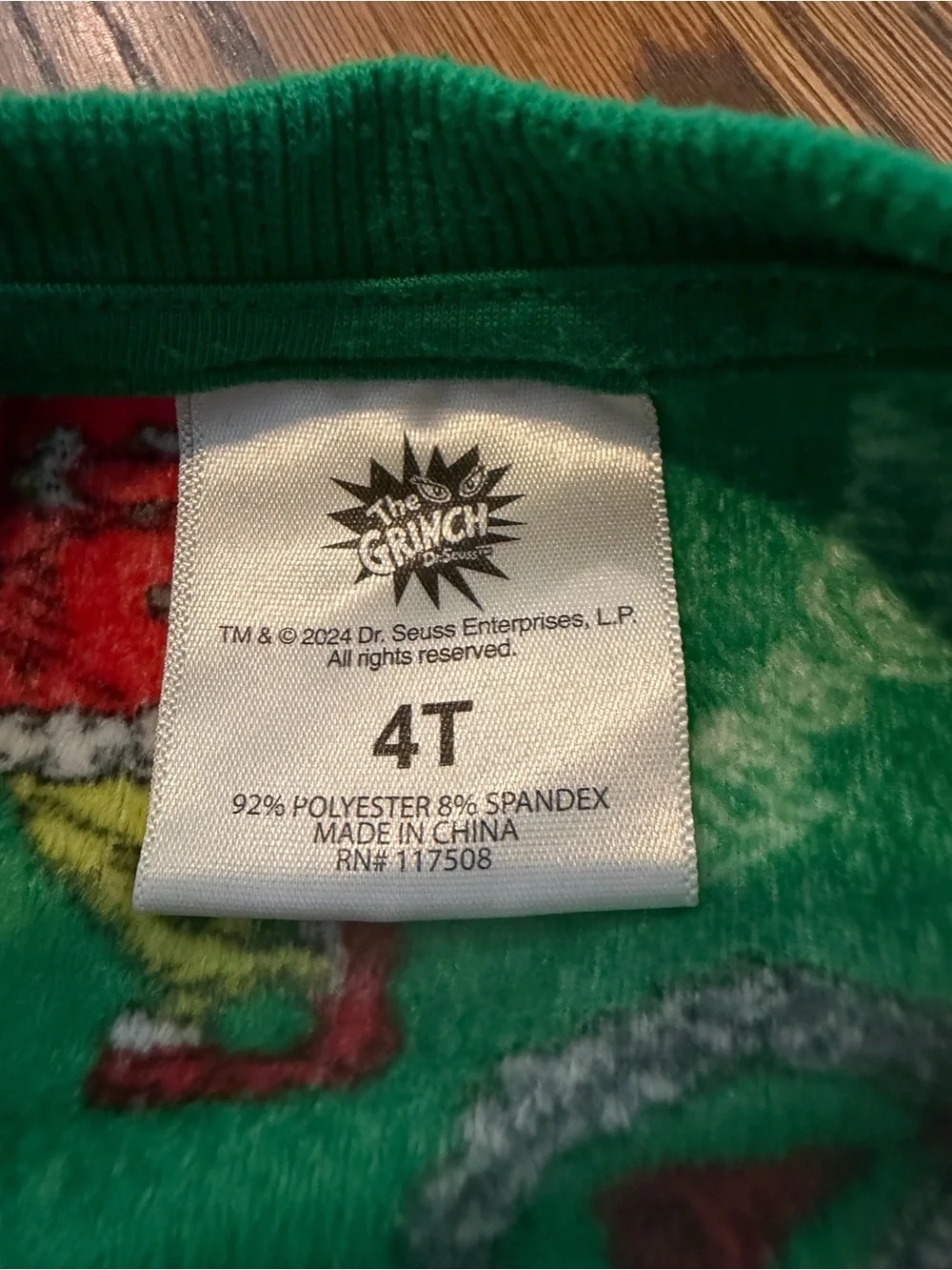 Grinch Kids Pajama Set Size 4T